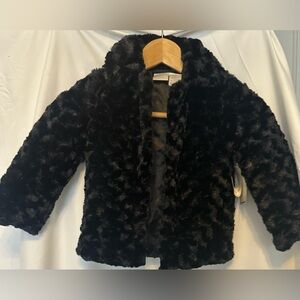 New Girl’s Black Faux Fur Dressy Jacket, Size 4T
